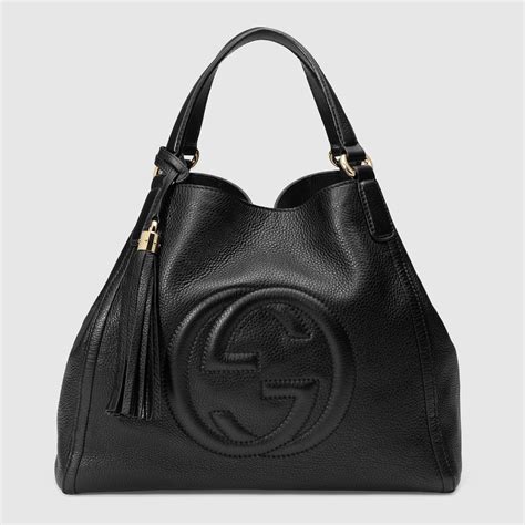 gucci black leather bucket bag|black gucci side bag.